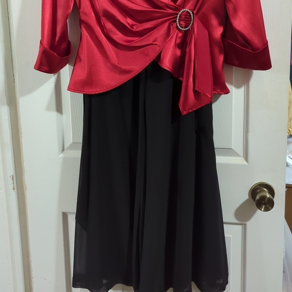 Vtg. 90's Sherry Martin New York Pantsuit Sz 6 Red/Black 2 Pc Wide Leg Pants/Jac - Picture 10 of 16